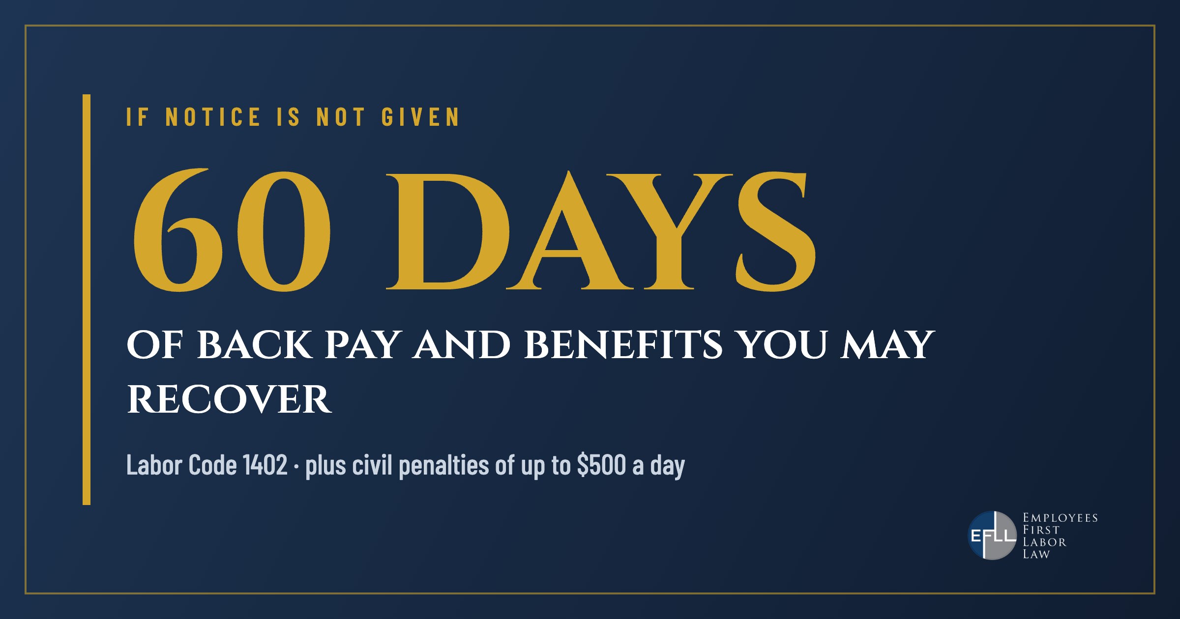Up to 60 days of back pay and benefits for a WARN violation