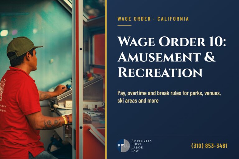 Amusement venue worker at a game booth, illustrating California Wage Order 10