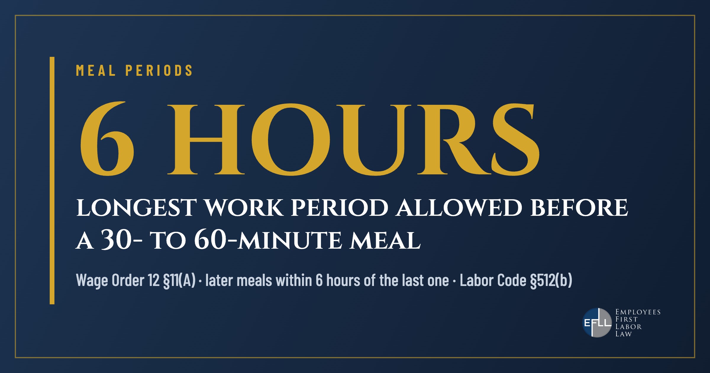 Wage Order 12 meal period required within 6 hours