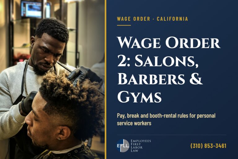 California Wage Order 2 for salon, barbershop and gym workers