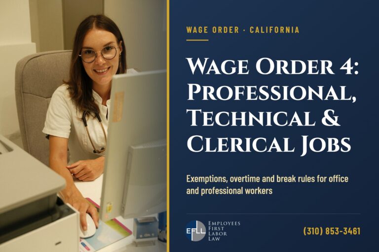 California Wage Order 4 for office, professional and technical workers