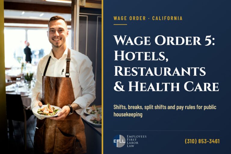 California Wage Order 5 for restaurant, hotel and health care workers
