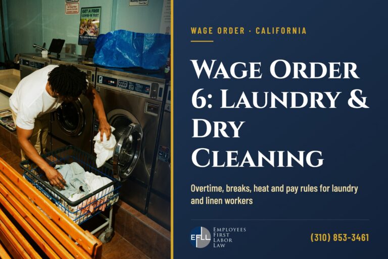 California Wage Order 6 for laundry and dry cleaning workers