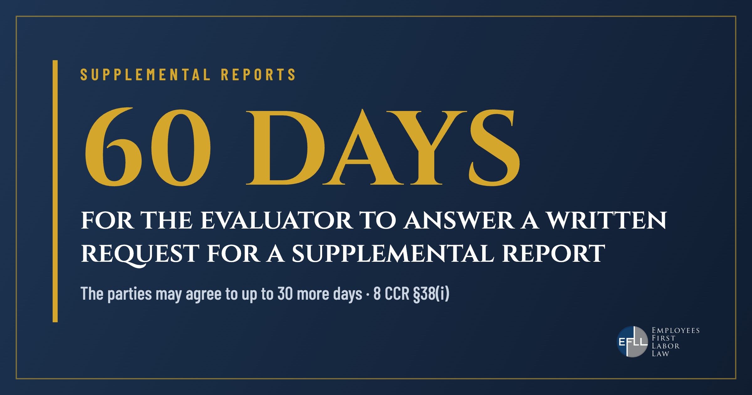 A QME has up to 60 days to answer a written request for a supplemental report (8 CCR 38(i))