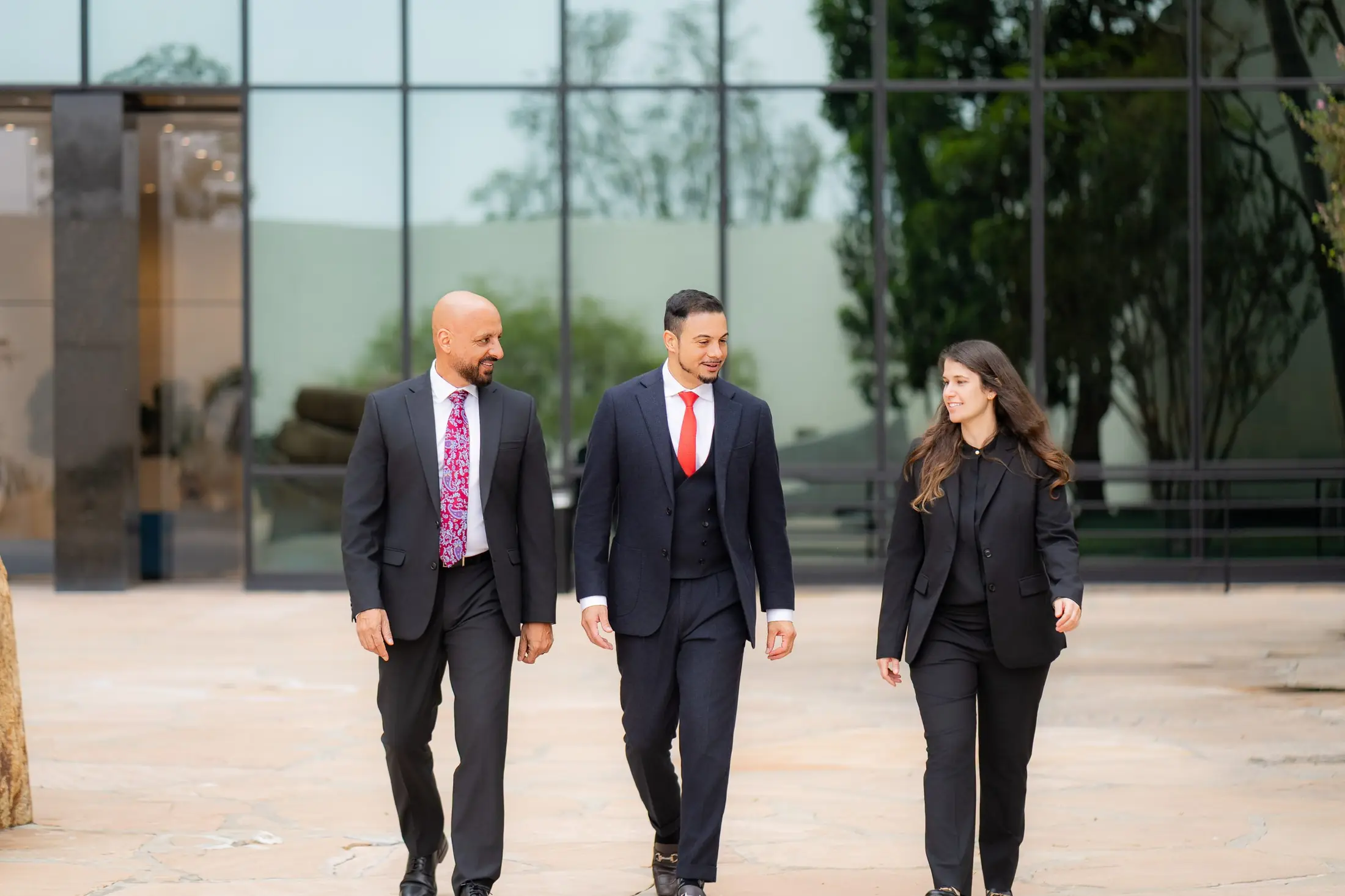 Rony Barsoum, Jonathan P. LaCour and Lisa Noveck walking together