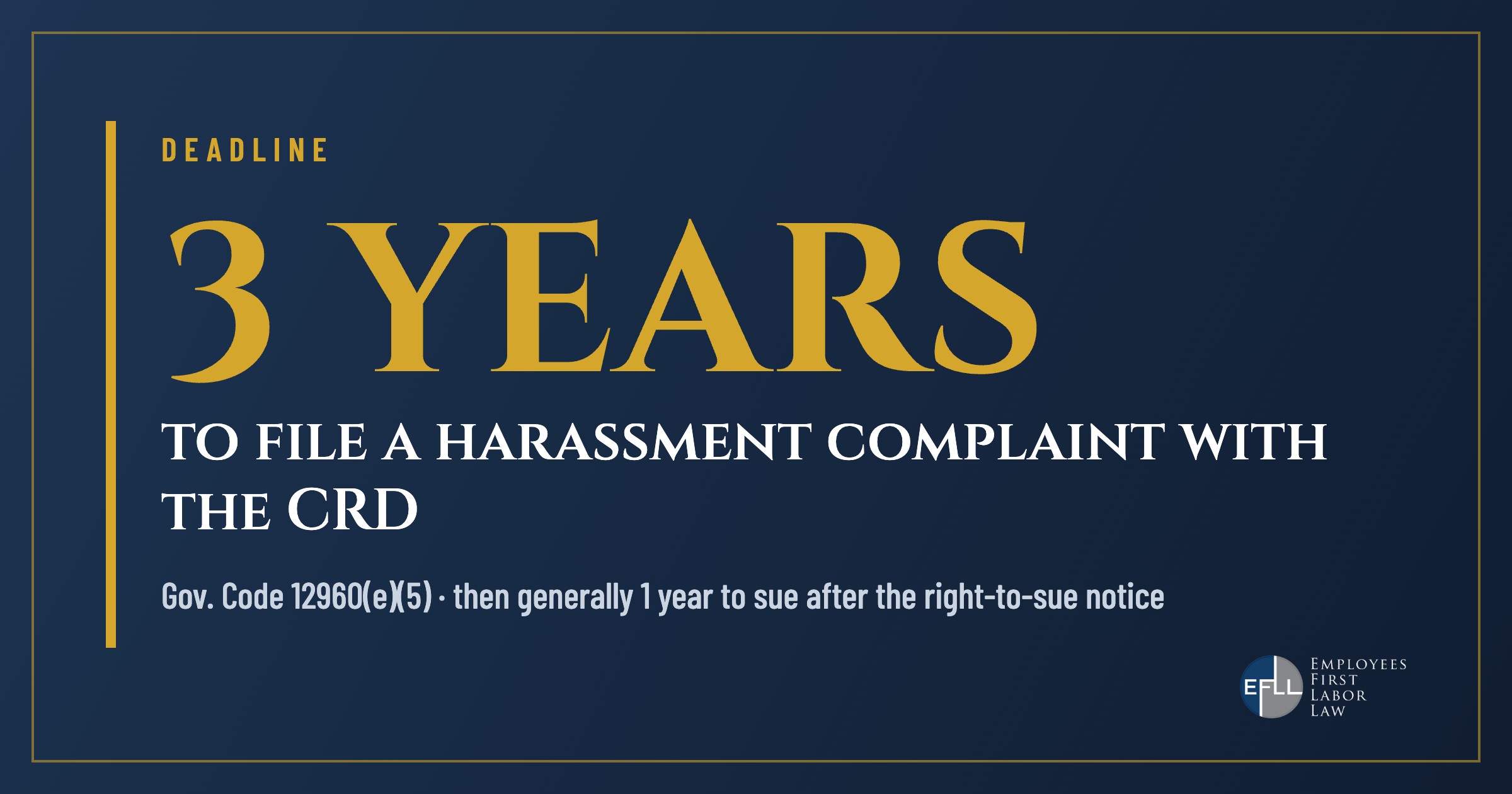 Three years to file a sexual harassment complaint with the California Civil Rights Department