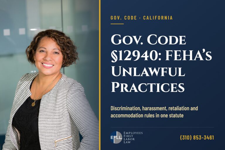 Professional woman standing in an office, illustrating California workplace discrimination protections under Government Code 12940