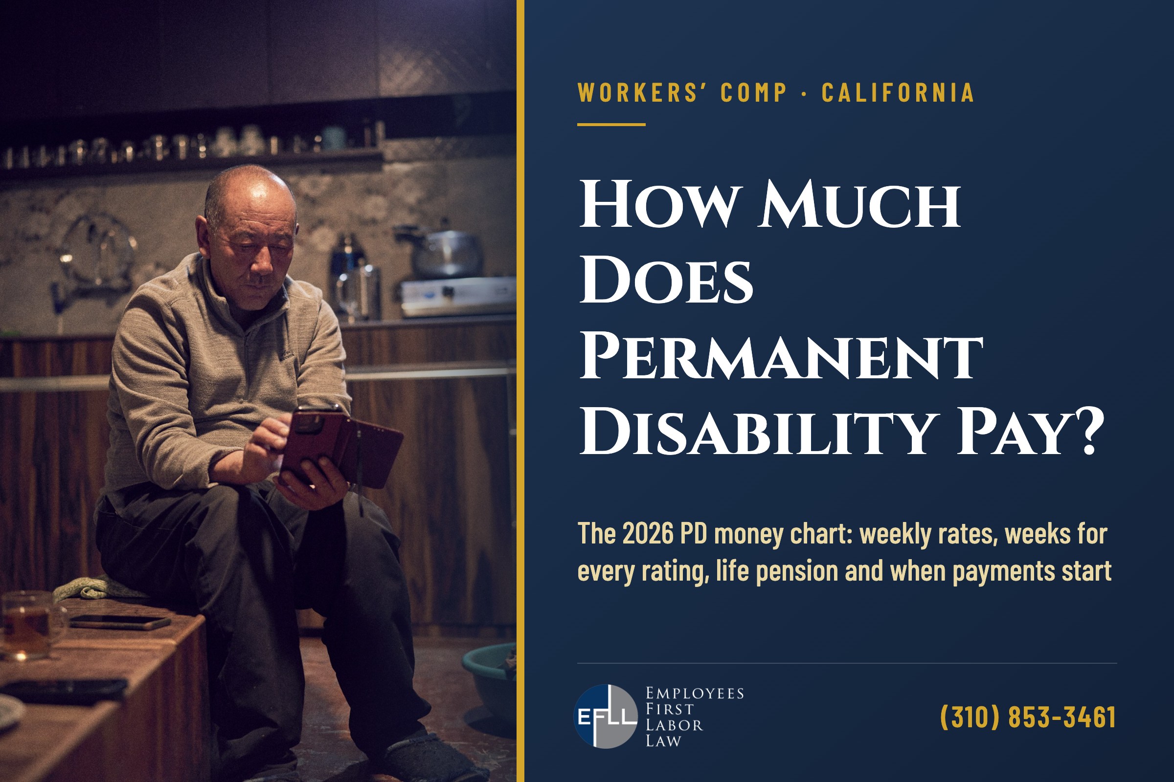 How much permanent disability pays in California: 2026 PD money chart