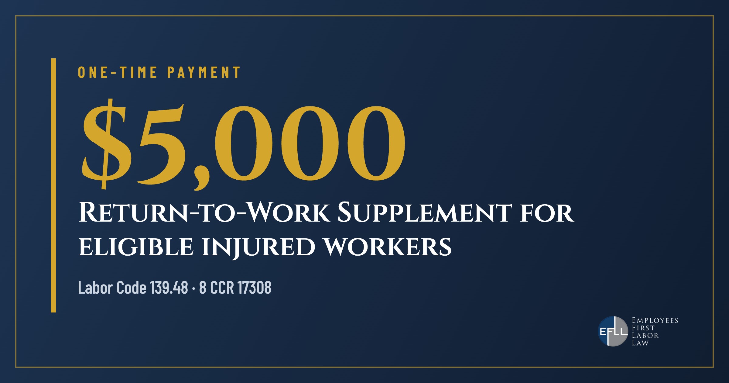 California Return-to-Work Supplement pays a one-time 5,000 dollars