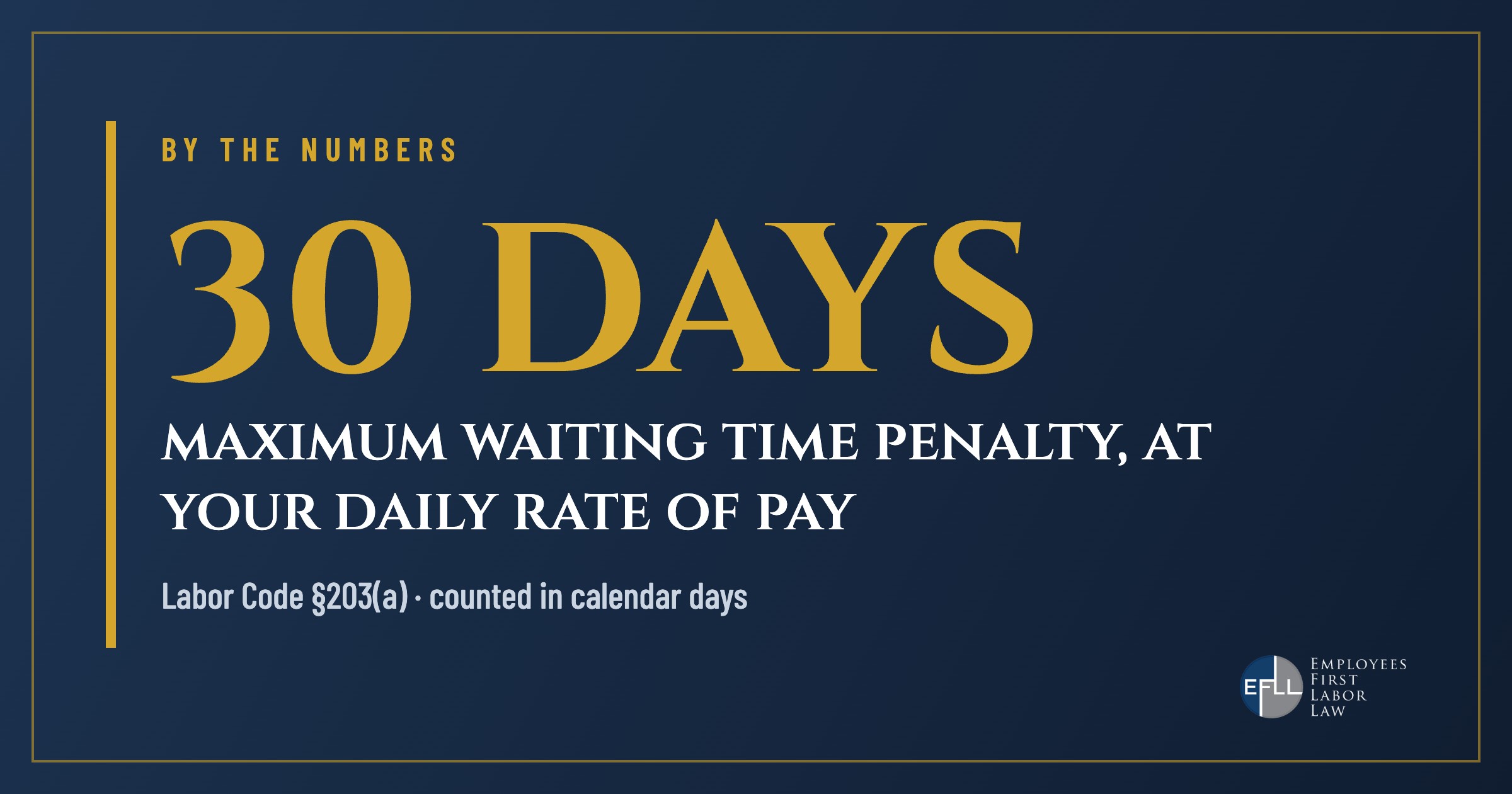 Labor Code 203 waiting time penalty: up to 30 days of wages