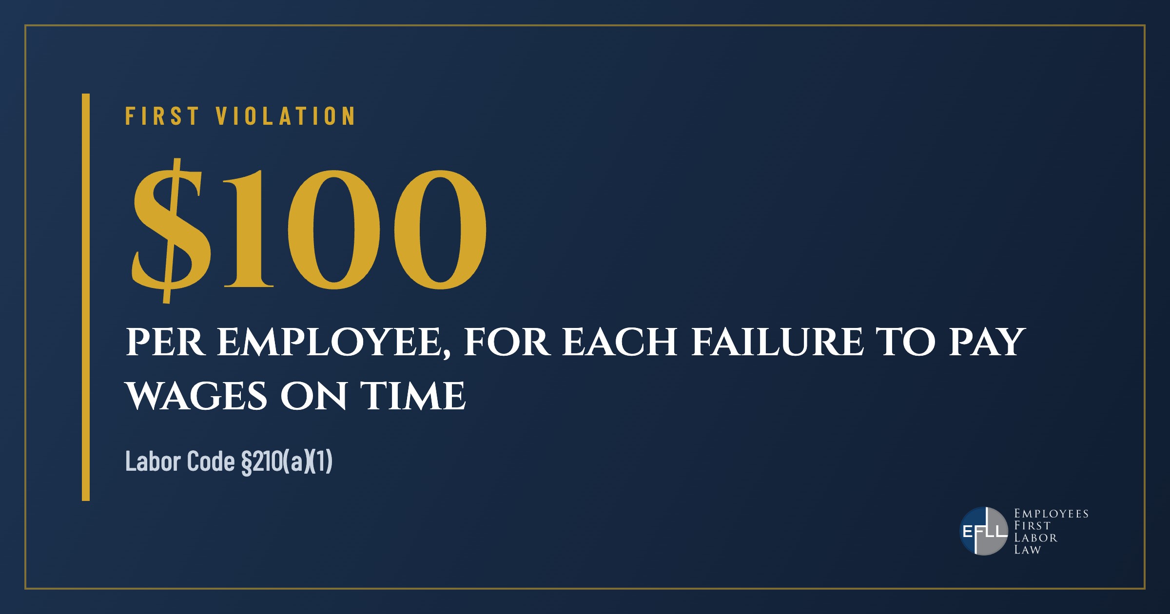 Labor Code 210: $100 per employee for an initial late payment