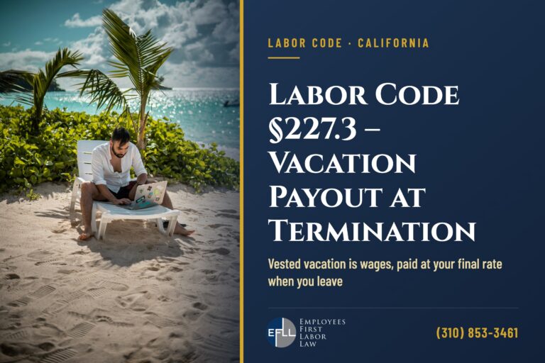 Worker on a beach vacation, representing earned vacation pay owed at termination in California