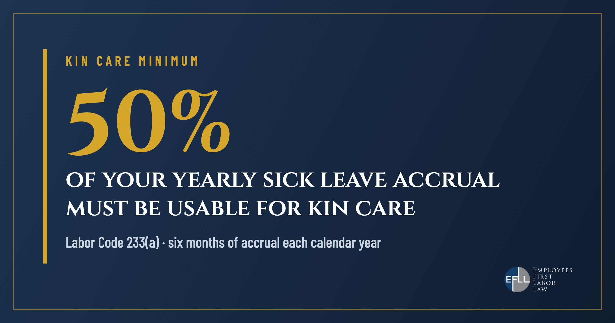 Kin care law lets workers use half their annual sick leave accrual for family