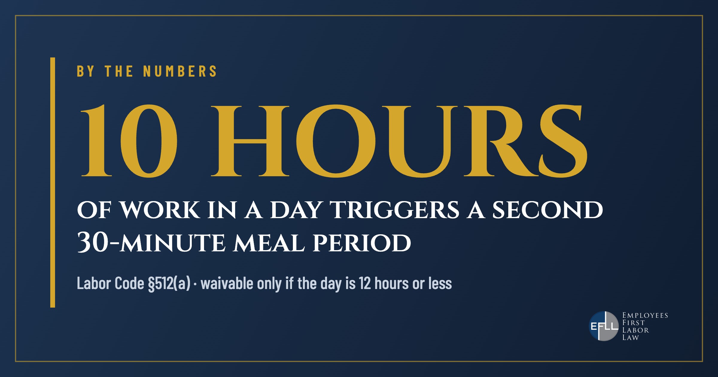 Second meal period required after 10 hours of work under Labor Code 512