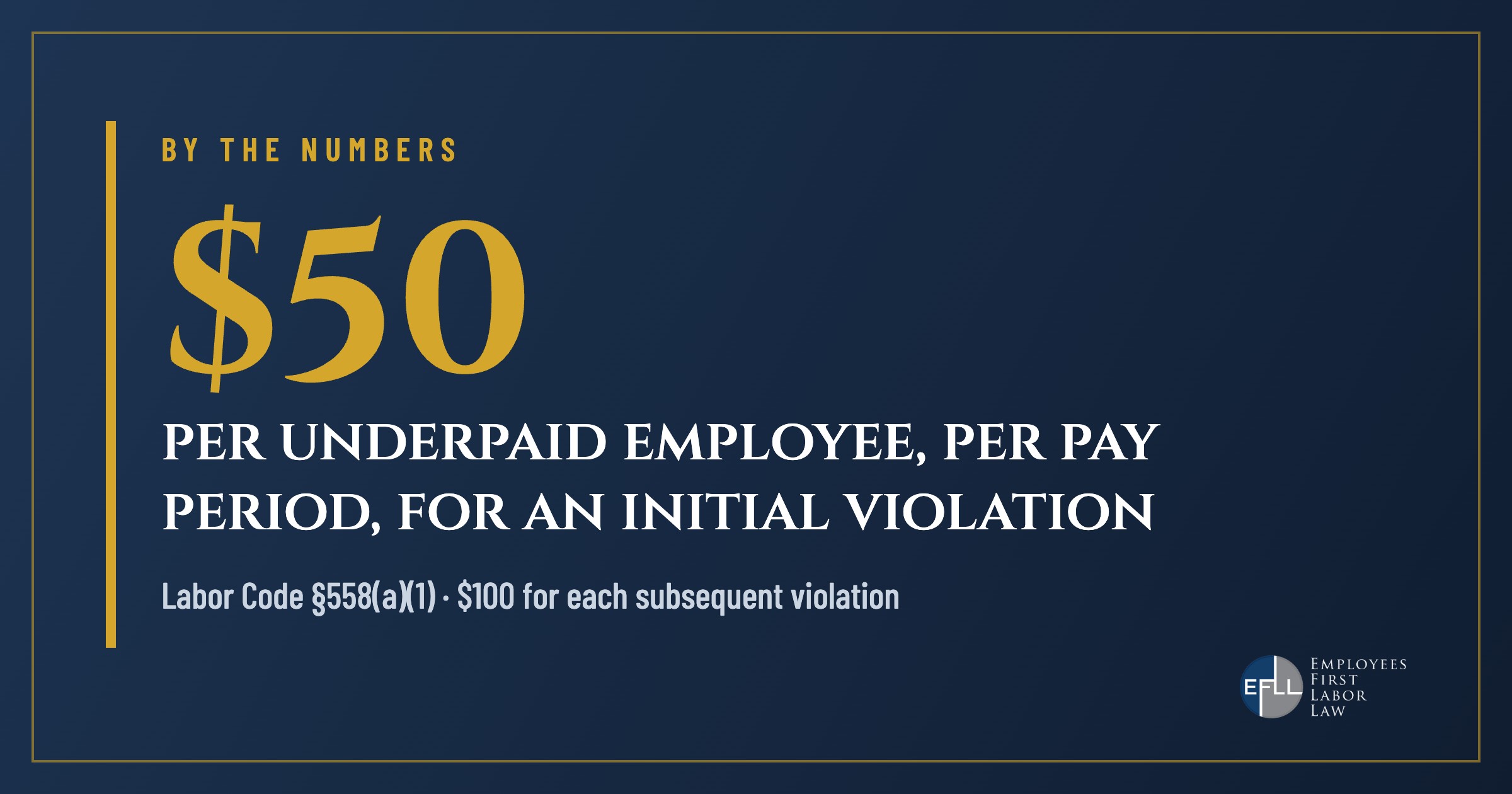 Labor Code 558 penalty of $50 per underpaid employee per pay period