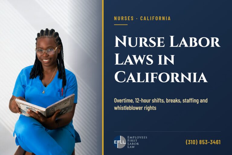 Nurse in scrubs reviewing a patient chart, illustrating California nurse labor laws