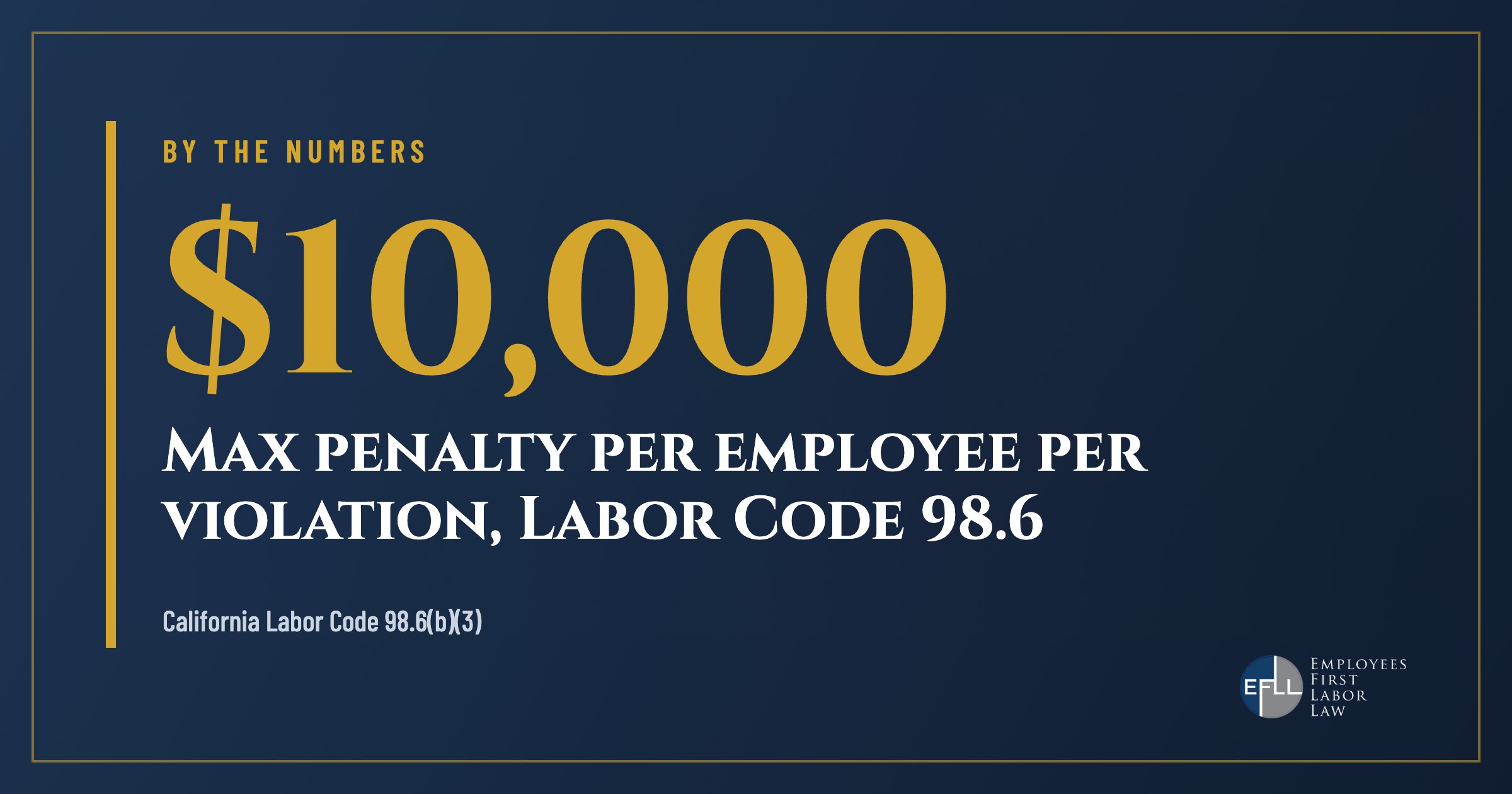 California penalty of up to $10,000 per employee for retaliating against a wage complaint