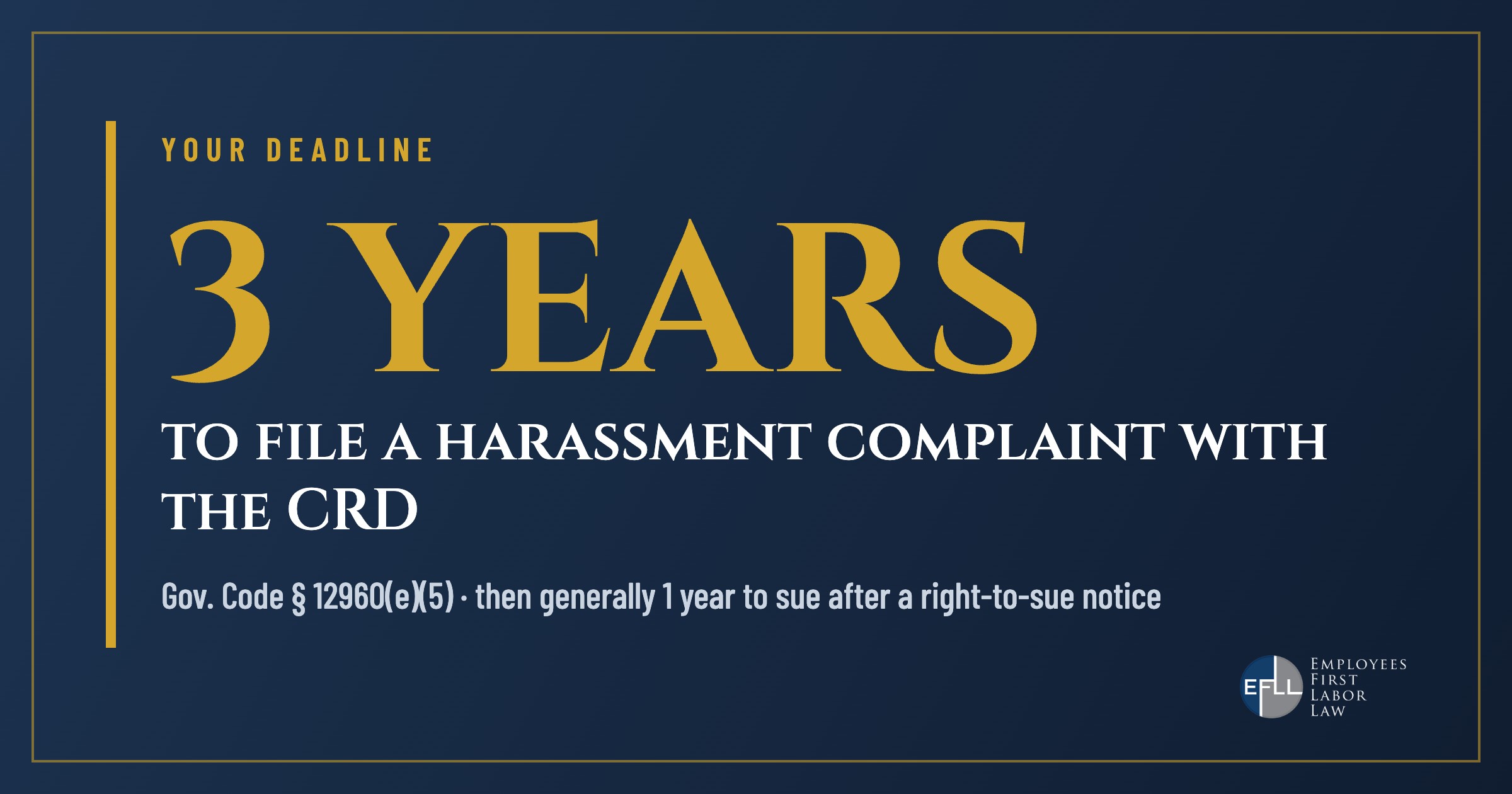 Three years to file a sexual harassment complaint with the California Civil Rights Department