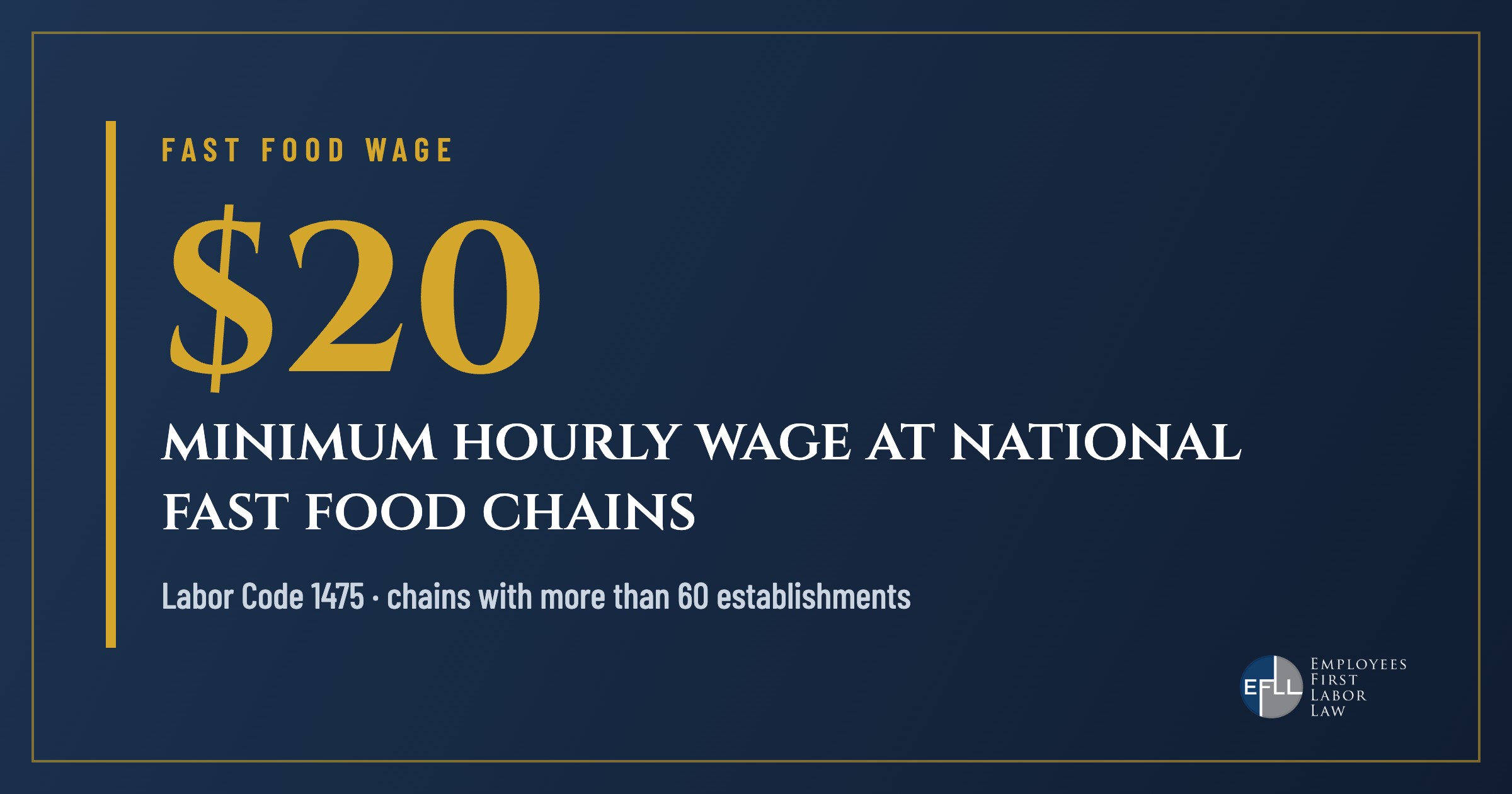 Fast food workers at national chains must earn at least 20 dollars an hour