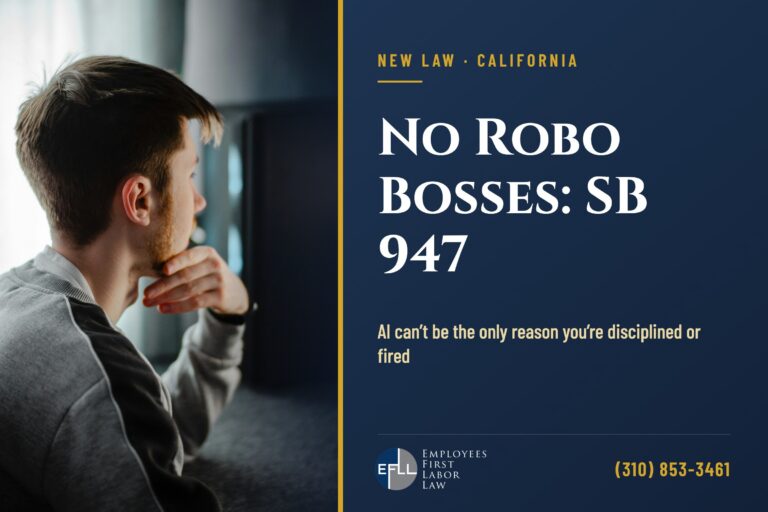 Worker looking at a computer screen, illustrating California’s SB 947 limits on AI firing decisions