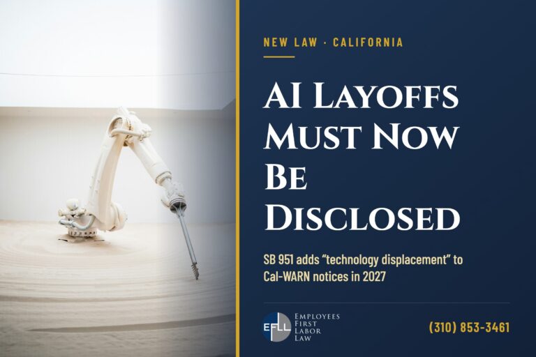 Industrial robotic arm, illustrating California’s SB 951 disclosure rule for layoffs caused by AI and automation