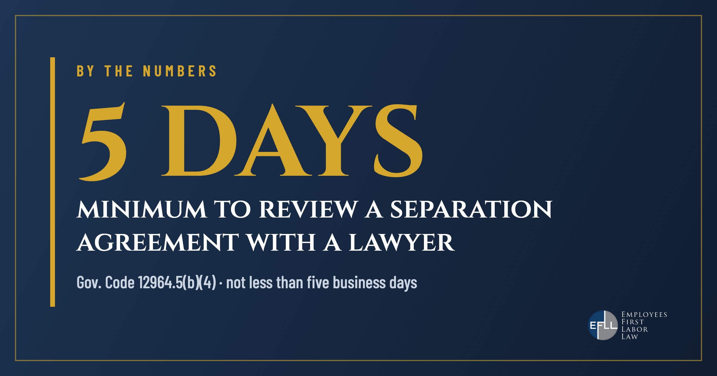 At least five business days to review a California separation agreement with a lawyer