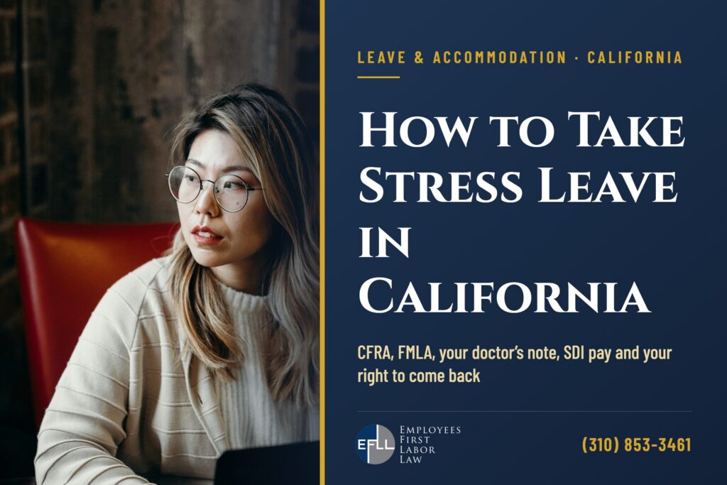 Worried employee at a laptop: how to take stress leave in California