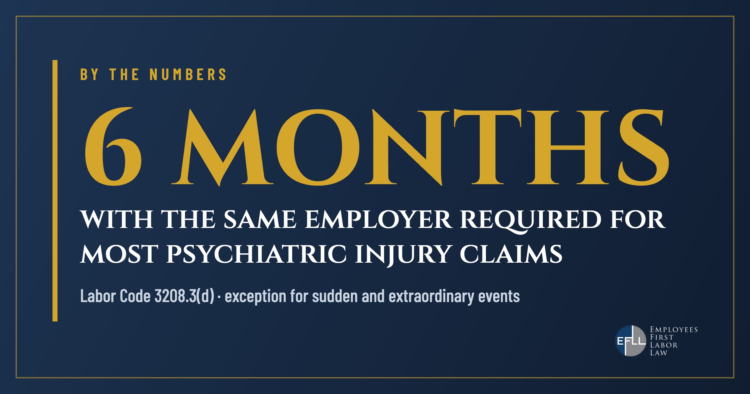 Six months of employment required for most California psychiatric workers’ comp claims