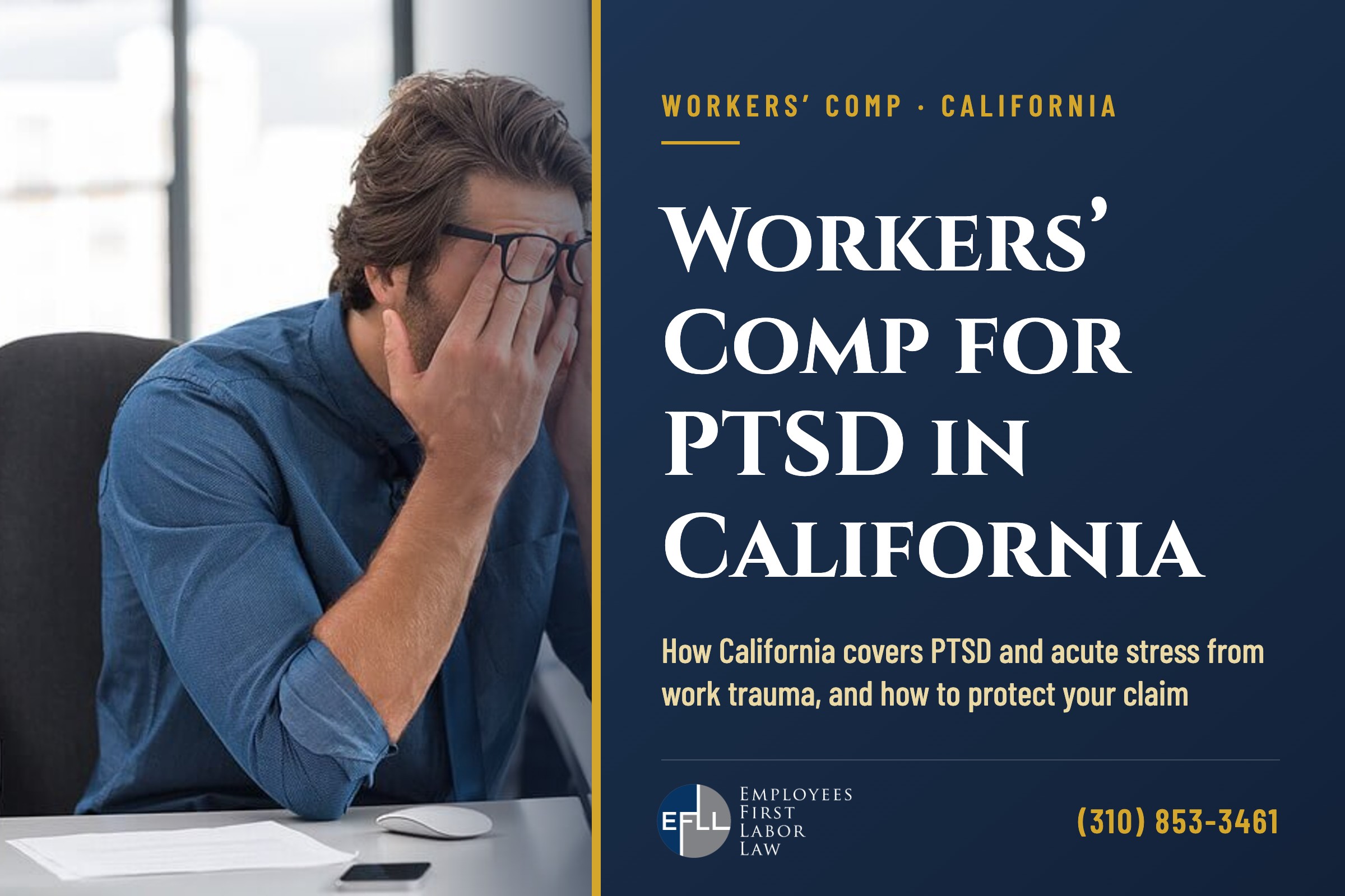 Worker coping with PTSD after a traumatic event at work in California