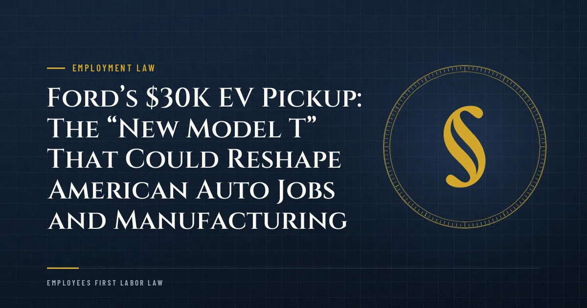 Ford’s $30K EV Pickup: The “New Model T” That Could Reshape American Auto Jobs and Manufacturing