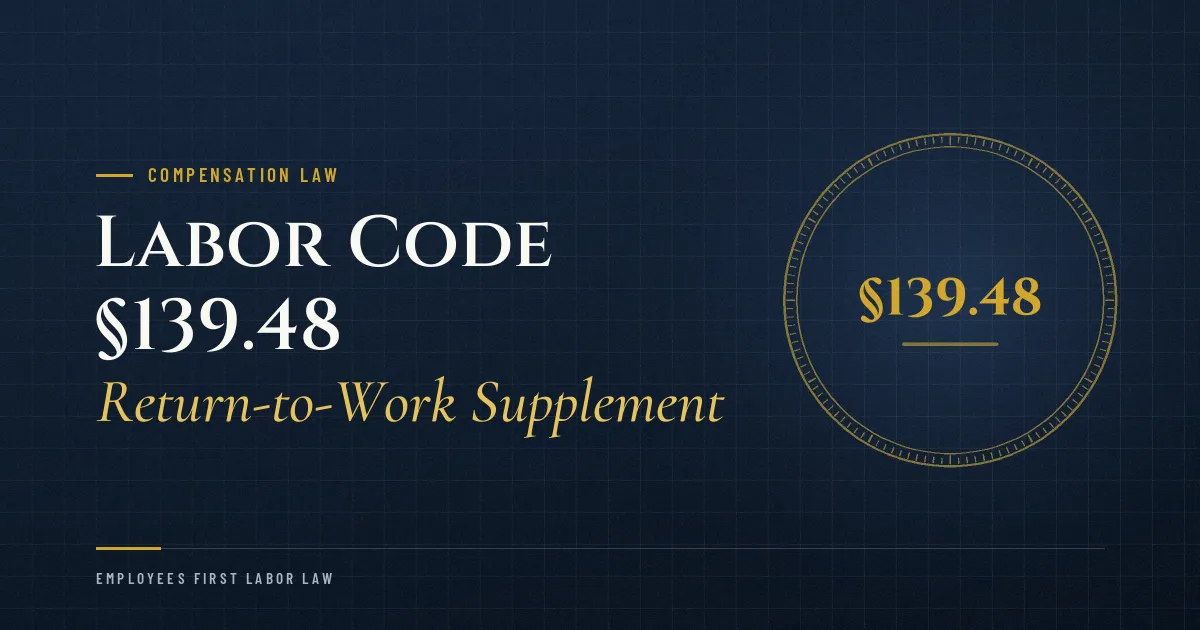 Labor Code §139.48 – Return-to-Work Supplement