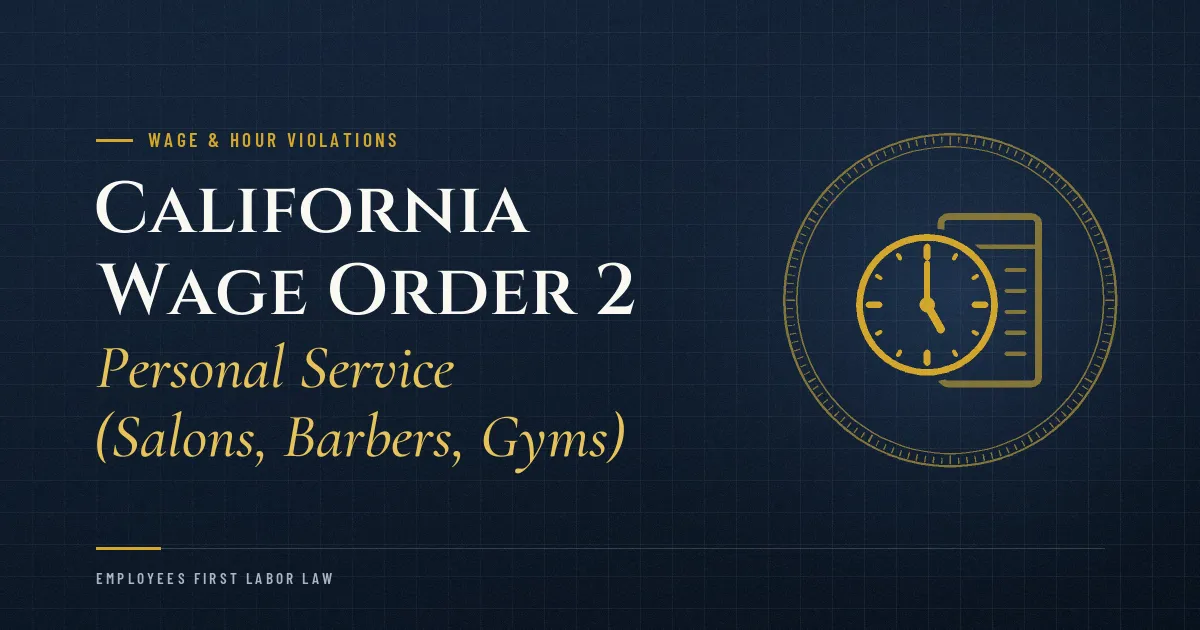 California Wage Order 2: Personal Service (Salons, Barbers, Gyms)