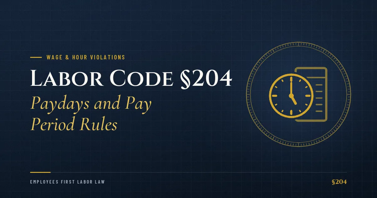 Labor Code §204 – Paydays and Pay Period Rules