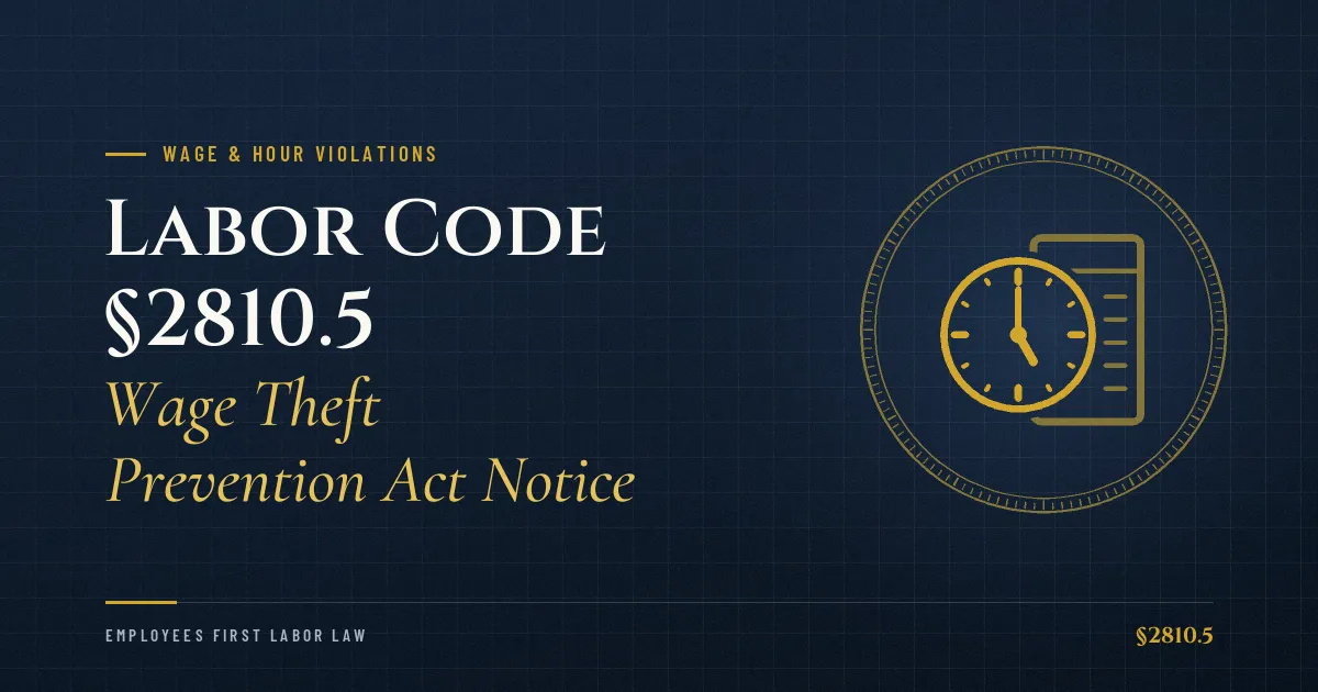 Labor Code §2810.5 – Wage Theft Prevention Act Notice
