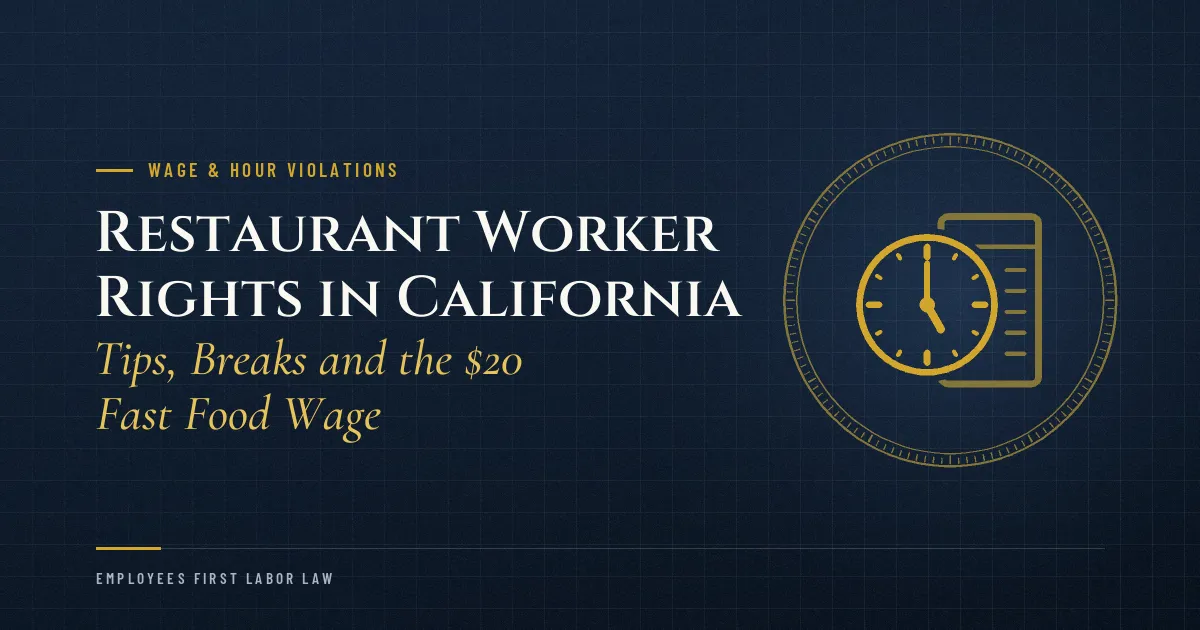 Restaurant Worker Rights in California: Tips, Breaks and the $20 Fast Food Wage