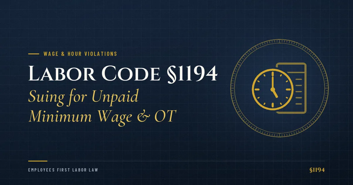 Labor Code §1194 – Suing for Unpaid Minimum Wage & OT